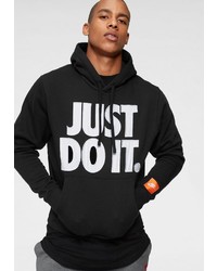 schwarzer und weißer bedruckter Pullover mit einem Kapuze von Nike Sportswear