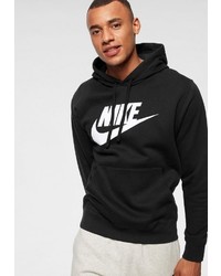 schwarzer und weißer bedruckter Pullover mit einem Kapuze von Nike Sportswear
