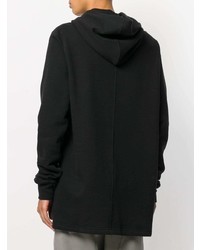 schwarzer und weißer bedruckter Pullover mit einem Kapuze von Rick Owens DRKSHDW