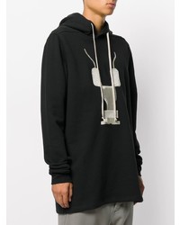 schwarzer und weißer bedruckter Pullover mit einem Kapuze von Rick Owens DRKSHDW