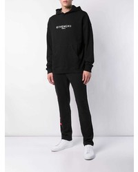 schwarzer und weißer bedruckter Pullover mit einem Kapuze von Givenchy