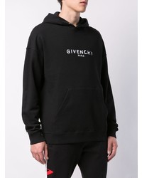 schwarzer und weißer bedruckter Pullover mit einem Kapuze von Givenchy