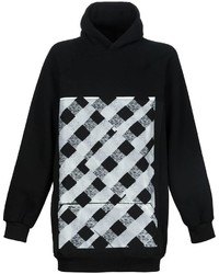 schwarzer und weißer bedruckter Pullover mit einem Kapuze