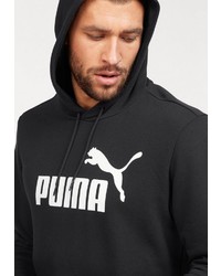 schwarzer und weißer bedruckter Pullover mit einem Kapuze von Puma