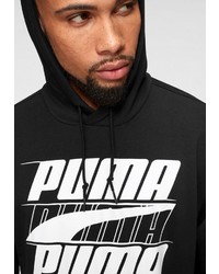 schwarzer und weißer bedruckter Pullover mit einem Kapuze von Puma