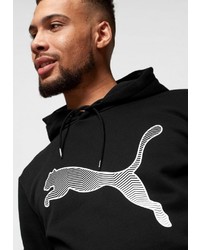 schwarzer und weißer bedruckter Pullover mit einem Kapuze von Puma