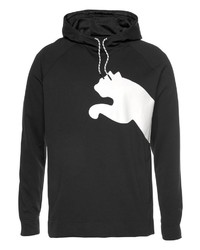 schwarzer und weißer bedruckter Pullover mit einem Kapuze von Puma