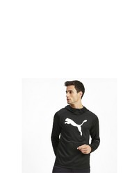 schwarzer und weißer bedruckter Pullover mit einem Kapuze von Puma