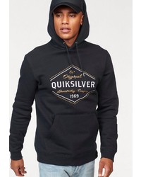 schwarzer und weißer bedruckter Pullover mit einem Kapuze von Quiksilver