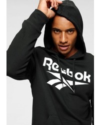 schwarzer und weißer bedruckter Pullover mit einem Kapuze von Reebok Classic