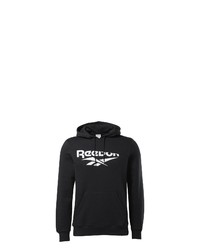 schwarzer und weißer bedruckter Pullover mit einem Kapuze von Reebok Classic