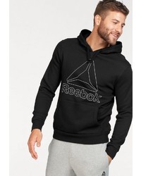 schwarzer und weißer bedruckter Pullover mit einem Kapuze von Reebok