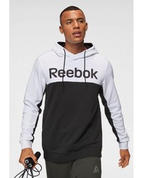 schwarzer und weißer bedruckter Pullover mit einem Kapuze von Reebok