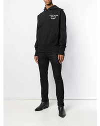 schwarzer und weißer bedruckter Pullover mit einem Kapuze von Helmut Lang