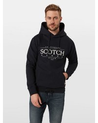 schwarzer und weißer bedruckter Pullover mit einem Kapuze von Scotch & Soda