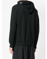 schwarzer und weißer bedruckter Pullover mit einem Kapuze von Yohji Yamamoto