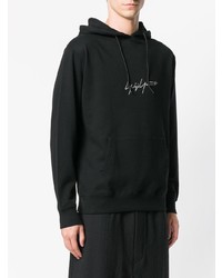 schwarzer und weißer bedruckter Pullover mit einem Kapuze von Yohji Yamamoto