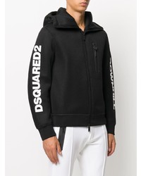 schwarzer und weißer bedruckter Pullover mit einem Kapuze von DSQUARED2