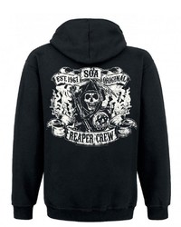 schwarzer und weißer bedruckter Pullover mit einem Kapuze von Sons of Anarchy