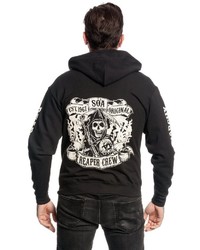 schwarzer und weißer bedruckter Pullover mit einem Kapuze von Sons of Anarchy