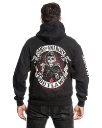 schwarzer und weißer bedruckter Pullover mit einem Kapuze von Sons of Anarchy