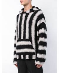 schwarzer und weißer bedruckter Pullover mit einem Kapuze von Amiri
