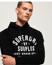 schwarzer und weißer bedruckter Pullover mit einem Kapuze von Superdry