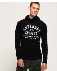 schwarzer und weißer bedruckter Pullover mit einem Kapuze von Superdry