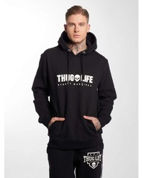 schwarzer und weißer bedruckter Pullover mit einem Kapuze von Thug Life