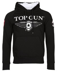 schwarzer und weißer bedruckter Pullover mit einem Kapuze von TOP GUN