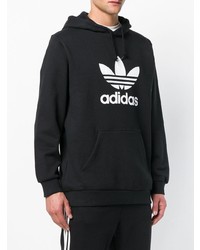 schwarzer und weißer bedruckter Pullover mit einem Kapuze von adidas