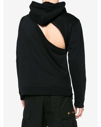 schwarzer und weißer bedruckter Pullover mit einem Kapuze von Raf Simons