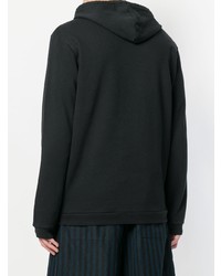 schwarzer und weißer bedruckter Pullover mit einem Kapuze von Damir Doma