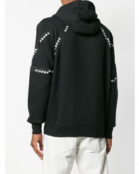 schwarzer und weißer bedruckter Pullover mit einem Kapuze von Versus