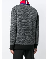 schwarzer und weißer bedruckter Pullover mit einem Reißverschluß von Hilfiger Collection