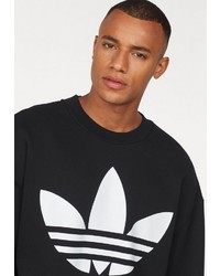 schwarzer und weißer bedruckter Pullover mit einem Rundhalsausschnitt von adidas Originals