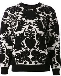 schwarzer und weißer bedruckter Pullover mit einem Rundhalsausschnitt von Alexander McQueen
