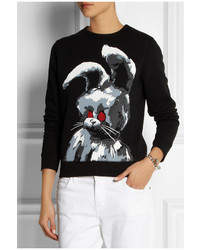 schwarzer und weißer bedruckter Pullover mit einem Rundhalsausschnitt von MCQ