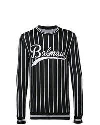 schwarzer und weißer bedruckter Pullover mit einem Rundhalsausschnitt von Balmain