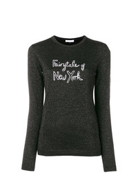 schwarzer und weißer bedruckter Pullover mit einem Rundhalsausschnitt von Bella Freud