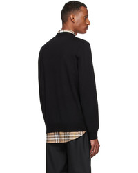 schwarzer und weißer bedruckter Pullover mit einem Rundhalsausschnitt von Burberry