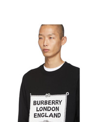 schwarzer und weißer bedruckter Pullover mit einem Rundhalsausschnitt von Burberry