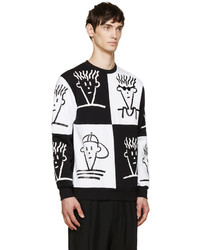 schwarzer und weißer bedruckter Pullover mit einem Rundhalsausschnitt von Etudes Studio