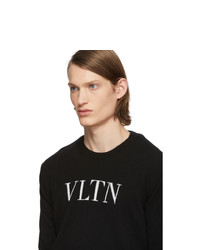 schwarzer und weißer bedruckter Pullover mit einem Rundhalsausschnitt von Valentino