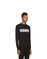 schwarzer und weißer bedruckter Pullover mit einem Rundhalsausschnitt von DSQUARED2