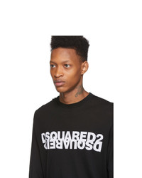 schwarzer und weißer bedruckter Pullover mit einem Rundhalsausschnitt von DSQUARED2