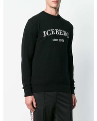 schwarzer und weißer bedruckter Pullover mit einem Rundhalsausschnitt von Iceberg