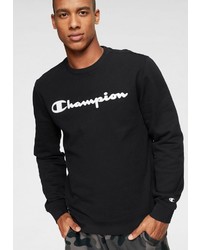 schwarzer und weißer bedruckter Pullover mit einem Rundhalsausschnitt von Champion