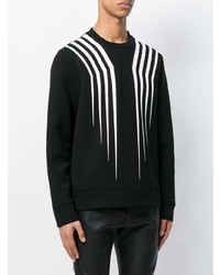 schwarzer und weißer bedruckter Pullover mit einem Rundhalsausschnitt von Diesel Black Gold