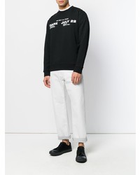 schwarzer und weißer bedruckter Pullover mit einem Rundhalsausschnitt von McQ Alexander McQueen